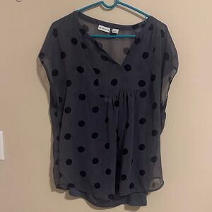 Liz Claiborne dark gray Polka Dot Blouse
